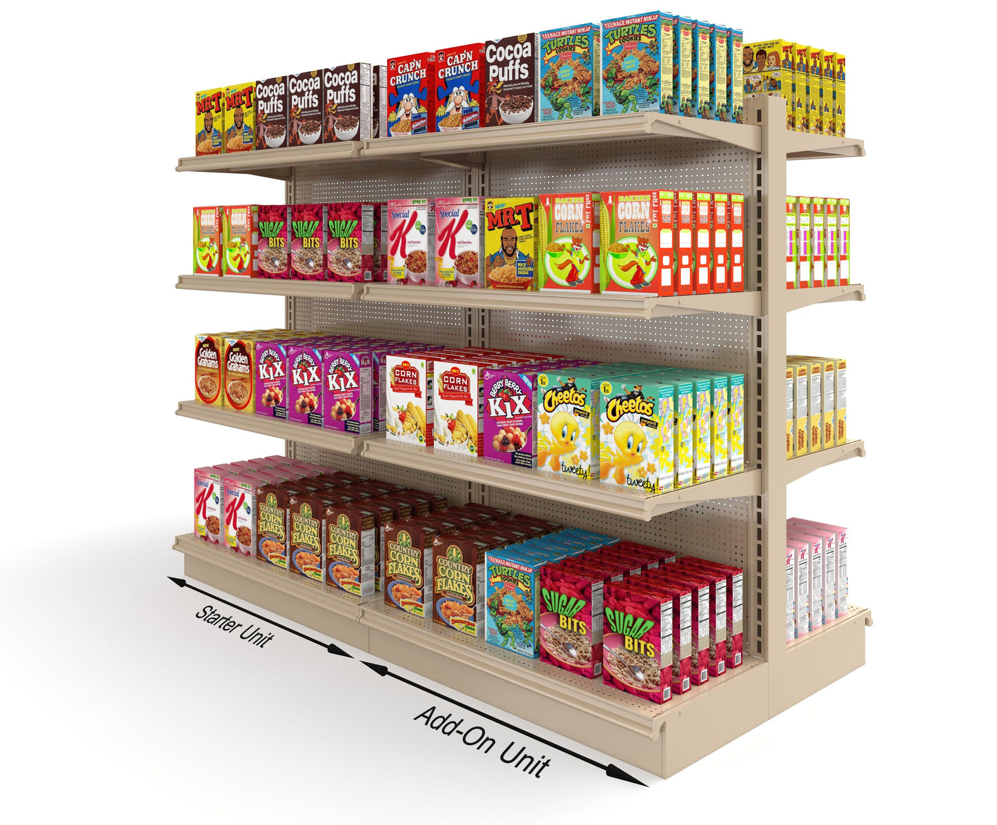 Used Baked-On Add-On Aisle Gondola Shelving