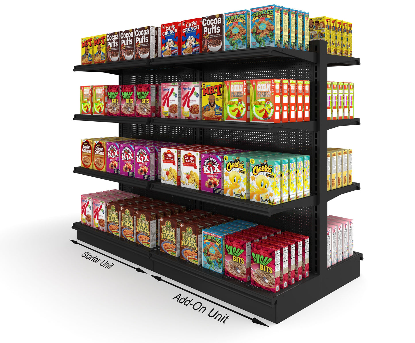 Used Baked-On Add-On Aisle Gondola Shelving