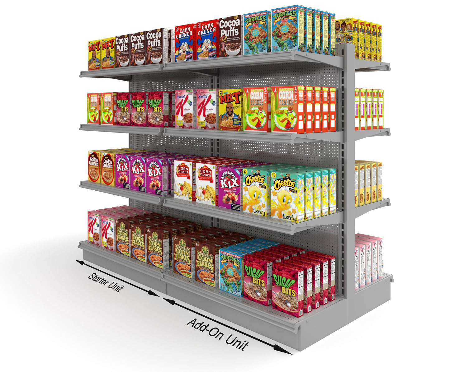 Used Baked-On Add-On Aisle Gondola Shelving