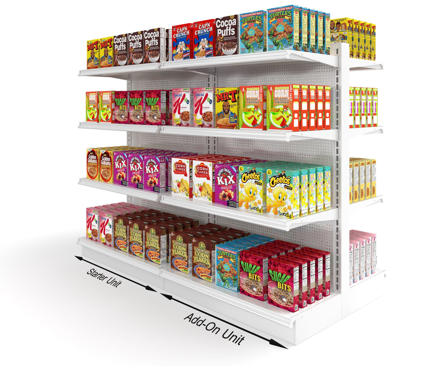 Used Baked-On Add-On Aisle Gondola Shelving